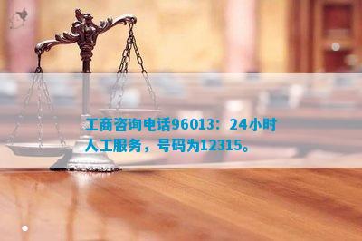 工商咨询96013：24小时人工服务，号码为12315。